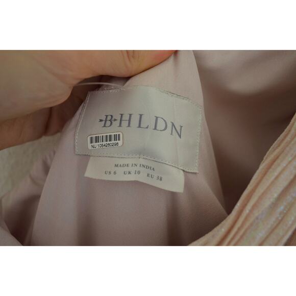 BHLDN Jade Metallic One-Shoulder Asymmetrical-Waist Gown Size 6 - Picture 8 of 9